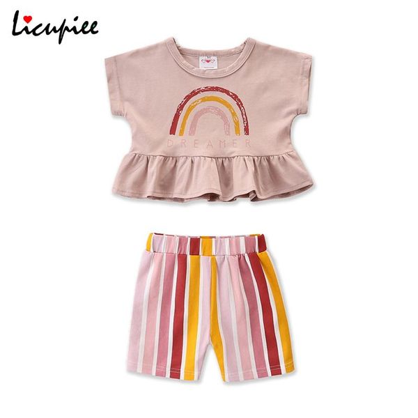 clothing sets 1-4 years 2 pcs infant summer outfits, baby girls rainbow & letter print short sleeve round neck ruffle t-shirt + striped shor, White
clothing sets 1-4 years 2 pcs infant summer outfits, baby girls rainbow & letter print short sleeve round neck ruffle t-shirt + striped shor, White