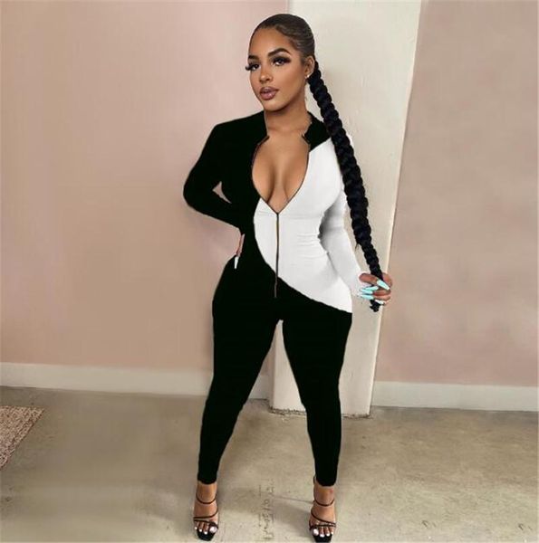 women's jumpsuits & rompers fashion women autumn knitted patchwork jumpsuit front zipper skinny long sleeve club party bodycon overalls, Black;white
women's jumpsuits & rompers fashion women autumn knitted patchwork jumpsuit front zipper skinny long sleeve club party bodycon overalls, Black;white