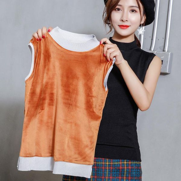women's sweaters 2021 autumn and winter fleece sweater women sleeveless half-high collar solid color slim warm thick pullovers, White;black
women's sweaters 2021 autumn and winter fleece sweater women sleeveless half-high collar solid color slim warm thick pullovers, White;black