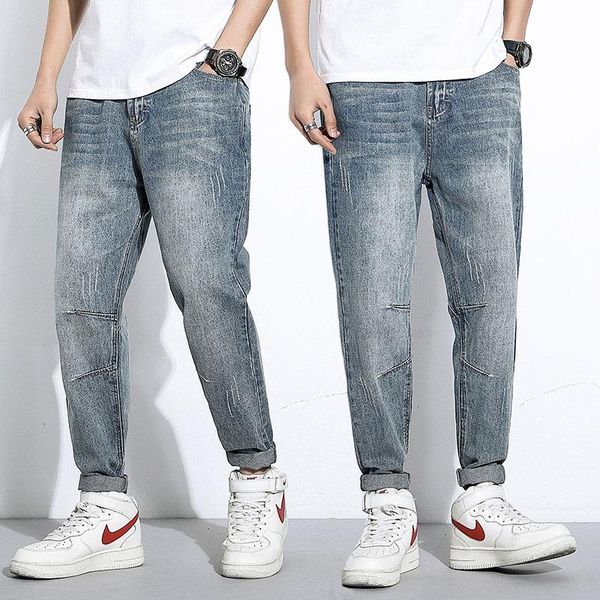 streetwear men jeans loose fit spliced designer elastic ripped harem pants retro blue style hip hop men's
streetwear men jeans loose fit spliced designer elastic ripped harem pants retro blue style hip hop men's