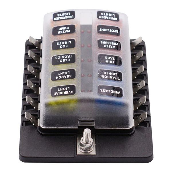parts 1 in 12 out blade fuse box with led indicator light pc terminal block for car boat a2uc
parts 1 in 12 out blade fuse box with led indicator light pc terminal block for car boat a2uc