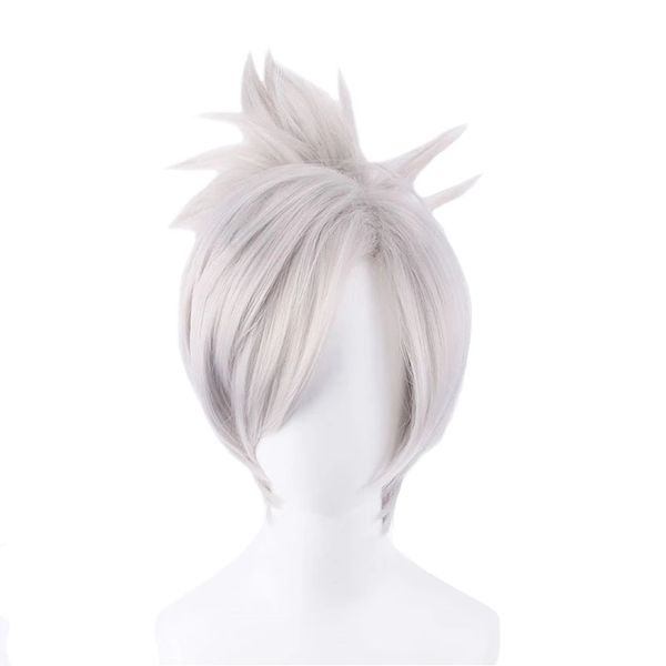 lol riven the blade of exile wig cosplay costume short silver white synthetic hair wigs with chip ponytail + hairnet, Black
lol riven the blade of exile wig cosplay costume short silver white synthetic hair wigs with chip ponytail + hairnet, Black