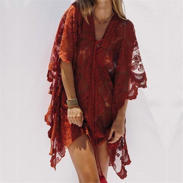 see through lace up v-neck summer beach wear women and blouse bohemian embroidered luxury shirts sarongs n878 women's blouses &, White
see through lace up v-neck summer beach wear women and blouse bohemian embroidered luxury shirts sarongs n878 women's blouses &, White
