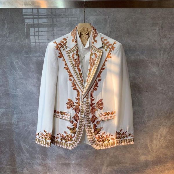 men's suits & blazers british high-end dress white embroidery small suit jacket male korean style slim blazer men winter, White;black
men's suits & blazers british high-end dress white embroidery small suit jacket male korean style slim blazer men winter, White;black