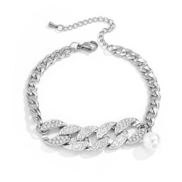 link, chain potcet women's stainless steel pearl titanium bracelet cuban geometric fashion hip hop personality party jewelry, Black
link, chain potcet women's stainless steel pearl titanium bracelet cuban geometric fashion hip hop personality party jewelry, Black
