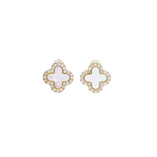 chic elegant four leaf clover inlaid with zircon earrings trendy party jewelry perfect gift, Golden
chic elegant four leaf clover inlaid with zircon earrings trendy party jewelry perfect gift, Golden