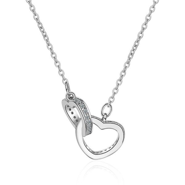 pendant necklaces two heart titanium steel crystal rose gold and imitation rhodium plated color preserving metal chain necklace gift, Silver
pendant necklaces two heart titanium steel crystal rose gold and imitation rhodium plated color preserving metal chain necklace gift, Silver