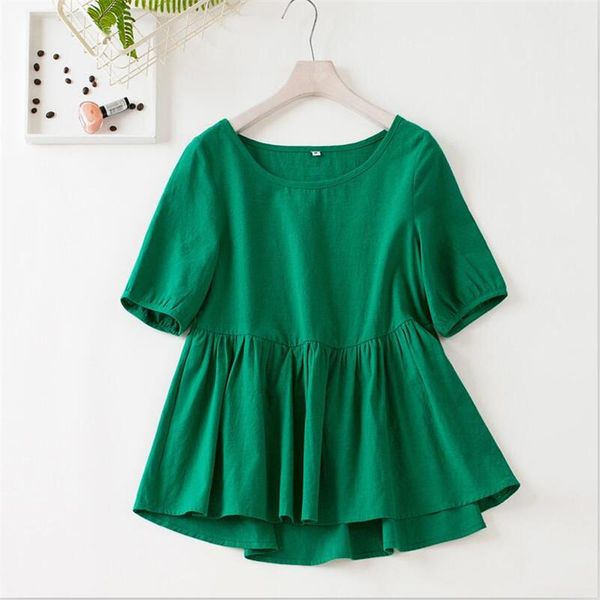 women's blouses & shirts 2021 women summer cotton shirt solid 7 color o-neck ruffles sweet girl vestido plus size -7xl, White
women's blouses & shirts 2021 women summer cotton shirt solid 7 color o-neck ruffles sweet girl vestido plus size -7xl, White