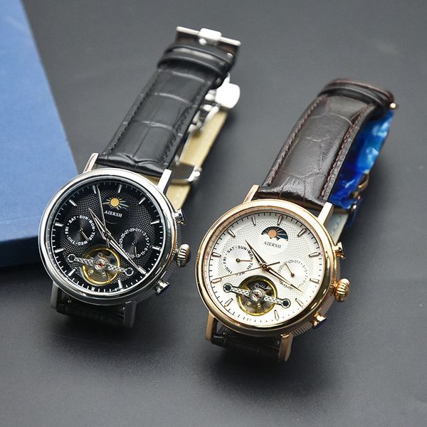 watch elsie business men's mechanical sports spiral crown leisure, Slivery;brown
watch elsie business men's mechanical sports spiral crown leisure, Slivery;brown