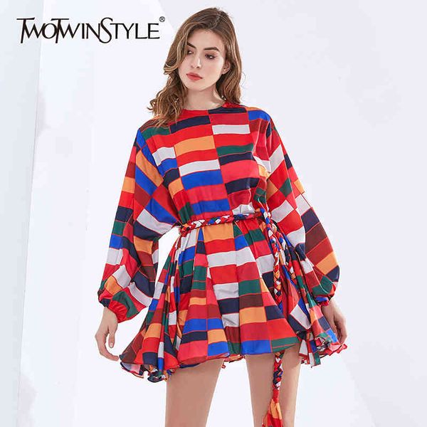 twotwinstyle colorful hit color dress for women lantern sleeves high waist belt loose oversized dresses female spring new 210428, Black;gray
twotwinstyle colorful hit color dress for women lantern sleeves high waist belt loose oversized dresses female spring new 210428, Black;gray
