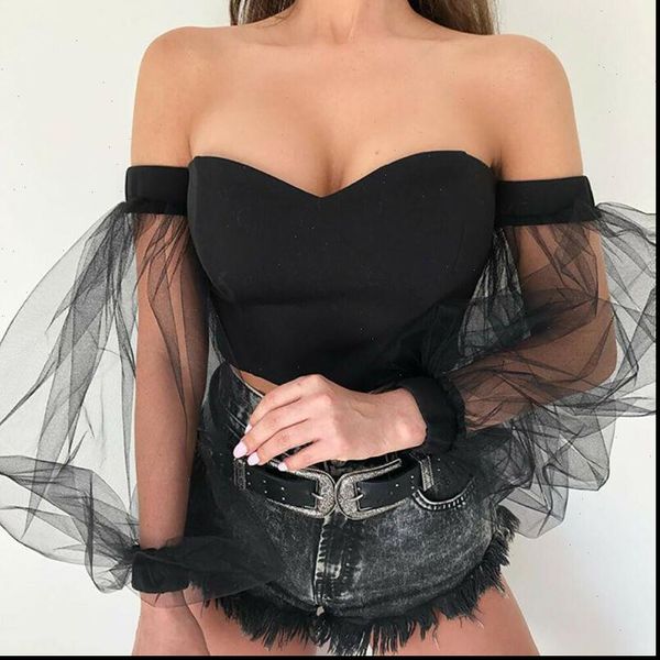 fashion womens blouses women see through off shoulder blouse sheer mesh puff long sleeve shirts strapless short clothes, White
fashion womens blouses women see through off shoulder blouse sheer mesh puff long sleeve shirts strapless short clothes, White