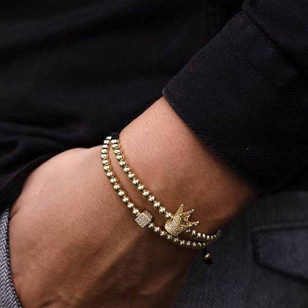 link, chain fashion crown cube adjustable men bracelet 4mm trendy handmade weave charm beads for jewelry gift, Black
link, chain fashion crown cube adjustable men bracelet 4mm trendy handmade weave charm beads for jewelry gift, Black