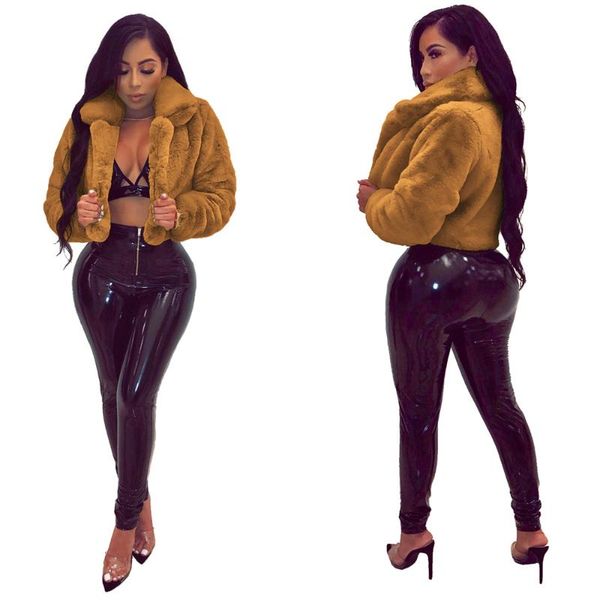 women's fur & faux women winter warm fluffy coats jackets fashion furry cropped jacket turn down collar open front overcoat manteau fem, Black
women's fur & faux women winter warm fluffy coats jackets fashion furry cropped jacket turn down collar open front overcoat manteau fem, Black
