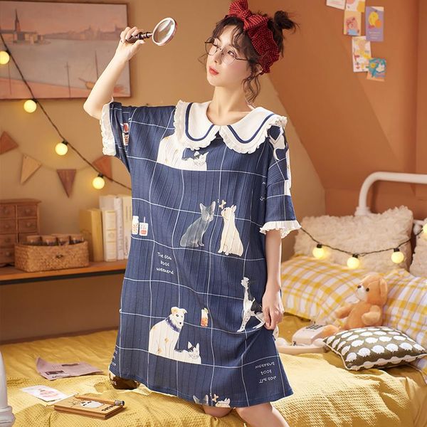 women's sleepwear playful girl doll collar cotton comfortable soft nightdress summer ladies loose plus size cute animal, Black;red
women's sleepwear playful girl doll collar cotton comfortable soft nightdress summer ladies loose plus size cute animal, Black;red