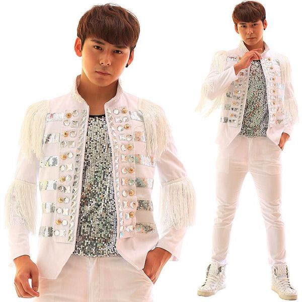 white men suits designs tassel diamond stage costumes for singers sequin blazer dance clothes jacket star style dress punk men's & blaz, White;black
white men suits designs tassel diamond stage costumes for singers sequin blazer dance clothes jacket star style dress punk men's & blaz, White;black