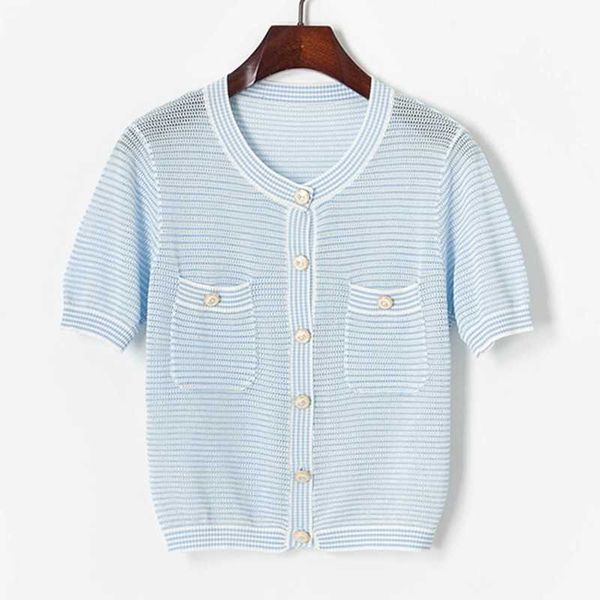 hollow out striped short sleeve knit cardigan for women fashion all-match summer sweaters elegant office lady female 210525, White;black
hollow out striped short sleeve knit cardigan for women fashion all-match summer sweaters elegant office lady female 210525, White;black