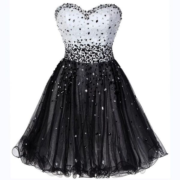 party dresses fashion short prom dress sweetheart sparkle crystal beaded evening a line robe cocktail vestidos coctel, White;black
party dresses fashion short prom dress sweetheart sparkle crystal beaded evening a line robe cocktail vestidos coctel, White;black