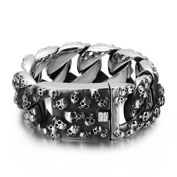 kb149862-kjx 32mm 8.66'' biker gothic skull link cuban bracelet stainless steel cool men bangle 308g heavyweight jewelry for fathe, Black
kb149862-kjx 32mm 8.66'' biker gothic skull link cuban bracelet stainless steel cool men bangle 308g heavyweight jewelry for fathe, Black