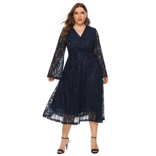 casual dresses xl-5xl plus size autumn long lace dress women big v neck flare sleeve office lady large party vestidos, Black;gray
casual dresses xl-5xl plus size autumn long lace dress women big v neck flare sleeve office lady large party vestidos, Black;gray