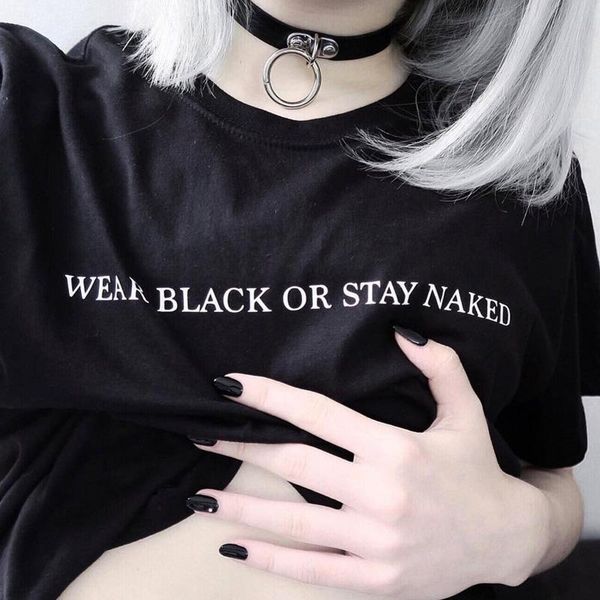 women's t-shirt vsenfo wear black or stay naked women tumblr inspired pastel pale grunge aesthetic tees funny letters t shirt, White
women's t-shirt vsenfo wear black or stay naked women tumblr inspired pastel pale grunge aesthetic tees funny letters t shirt, White