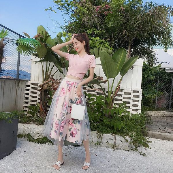 women irregular t shirt+mesh skirts suits bowknot solid vintage floral skirt sets for elegant woman women's two piece pants, White
women irregular t shirt+mesh skirts suits bowknot solid vintage floral skirt sets for elegant woman women's two piece pants, White