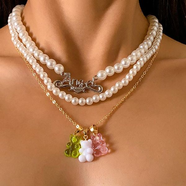 pendant necklaces fashion pearl chain bear multilayer necklace for women girl sweet letter angel clavicle choker party jewelry, Silver
pendant necklaces fashion pearl chain bear multilayer necklace for women girl sweet letter angel clavicle choker party jewelry, Silver