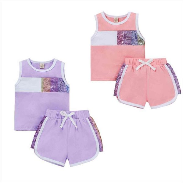 1 6y summer causal kids girls clothes sets sequined patchwork sleeveless vest elastic shorts, White
1 6y summer causal kids girls clothes sets sequined patchwork sleeveless vest elastic shorts, White