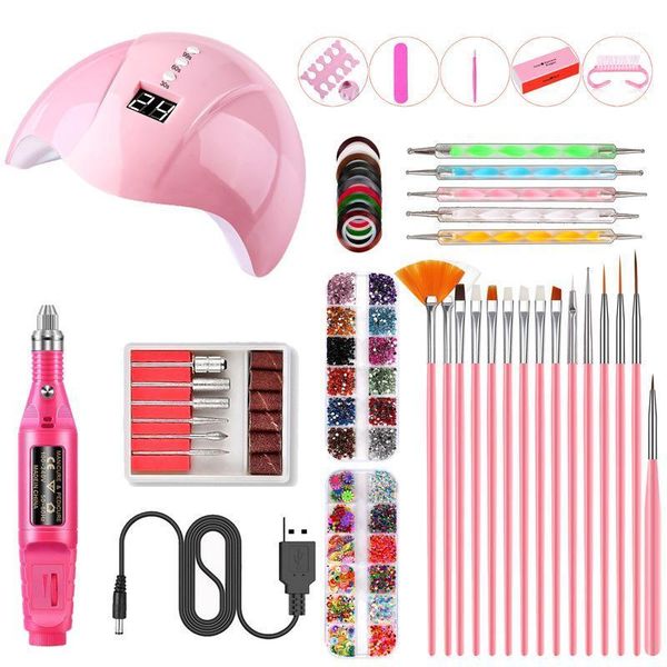 pcs nail art manicure tools uv gel polish set with lamp usb grinding machine point pen kit accessories pink1
pcs nail art manicure tools uv gel polish set with lamp usb grinding machine point pen kit accessories pink1