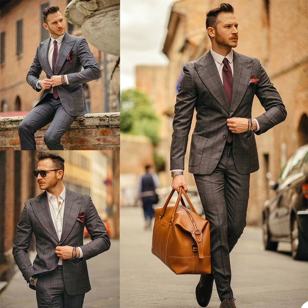 classic plaid tailored wool men tuxedos 2 pieces slim fit pant suit prom party wedding suits outfit (jacket+pants), Black;gray
classic plaid tailored wool men tuxedos 2 pieces slim fit pant suit prom party wedding suits outfit (jacket+pants), Black;gray
