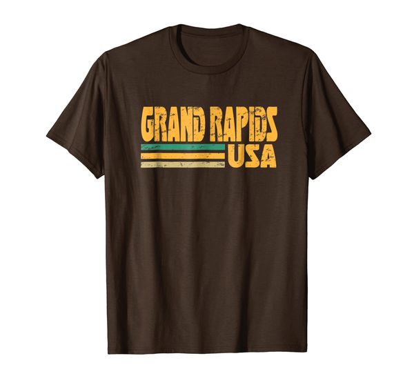 retro grand rapids t-shirt distressed vintage style, White;black 
retro grand rapids t-shirt distressed vintage style, White;black