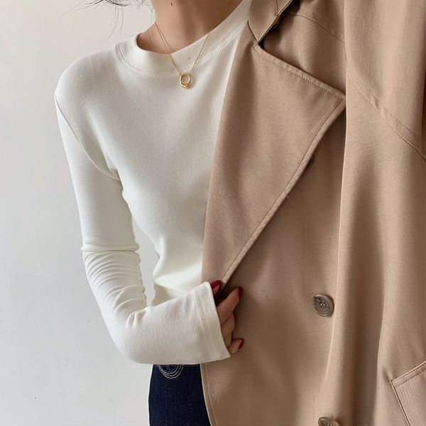 women's t-shirt spring casual t shirt solid long sleeve o-neck cotton tshirts warm loose pullovers femme streetwear ybha, White
women's t-shirt spring casual t shirt solid long sleeve o-neck cotton tshirts warm loose pullovers femme streetwear ybha, White
