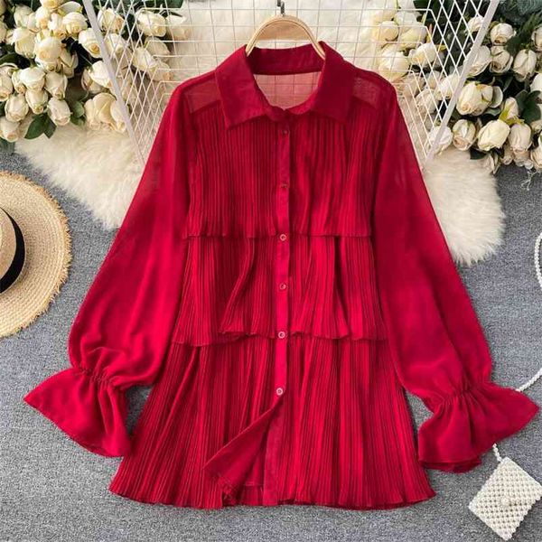 women's autumn shirts female design niche pleated ruffled mid-length bubble puff sleeve chiffon blusa gx1044 210507, White
women's autumn shirts female design niche pleated ruffled mid-length bubble puff sleeve chiffon blusa gx1044 210507, White