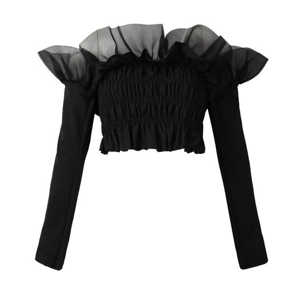 women's blouses & shirts french stylish design women slash collar 2021 ruffled off-shoulder short elastic ruched blouse black, White
women's blouses & shirts french stylish design women slash collar 2021 ruffled off-shoulder short elastic ruched blouse black, White