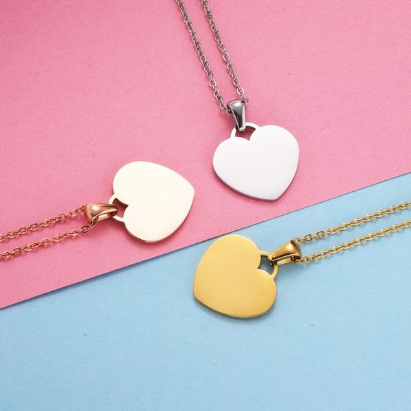 stainless steel love pendant necklace for women couple gift peach heart can be engraved female jewelry necklaces, Silver
stainless steel love pendant necklace for women couple gift peach heart can be engraved female jewelry necklaces, Silver