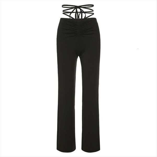 streetwear high waist string cross women capri elegant straight long trousers slim solid bandage outfits, Black;white
streetwear high waist string cross women capri elegant straight long trousers slim solid bandage outfits, Black;white