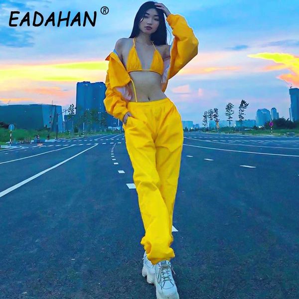 women's two piece pants eadahan streetwear autumn cool long-sleeve jacket + bra jogger set three-piece sportswear suit, White
women's two piece pants eadahan streetwear autumn cool long-sleeve jacket + bra jogger set three-piece sportswear suit, White