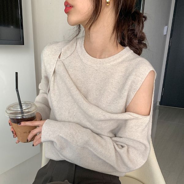women's sweaters round-neck, versatile korean chic overpized pullovers with dripping shoulder handle fake two long-sleeve pieces 2d6m, White;black
women's sweaters round-neck, versatile korean chic overpized pullovers with dripping shoulder handle fake two long-sleeve pieces 2d6m, White;black