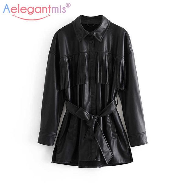 aelegantmis tassel sashes long oversized pu jacket women tie belt waist vintage motor biker jackets woman korean streetwear 210607, Black
aelegantmis tassel sashes long oversized pu jacket women tie belt waist vintage motor biker jackets woman korean streetwear 210607, Black