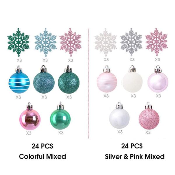 party decoration 24pcs silver pink/colorful christmas snowflake ball ornaments shaped set tree hanging pendant balls diy decorations
party decoration 24pcs silver pink/colorful christmas snowflake ball ornaments shaped set tree hanging pendant balls diy decorations