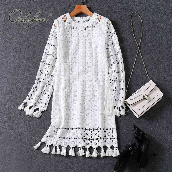 summer autumn elegant women mini party long sleeve tassel white lace short dress 210415, Black;gray
summer autumn elegant women mini party long sleeve tassel white lace short dress 210415, Black;gray