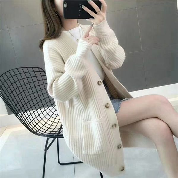 autumn sweater fashion womens solid color long sleeve casual cardigan coat pocket loose 210427, White;black
autumn sweater fashion womens solid color long sleeve casual cardigan coat pocket loose 210427, White;black
