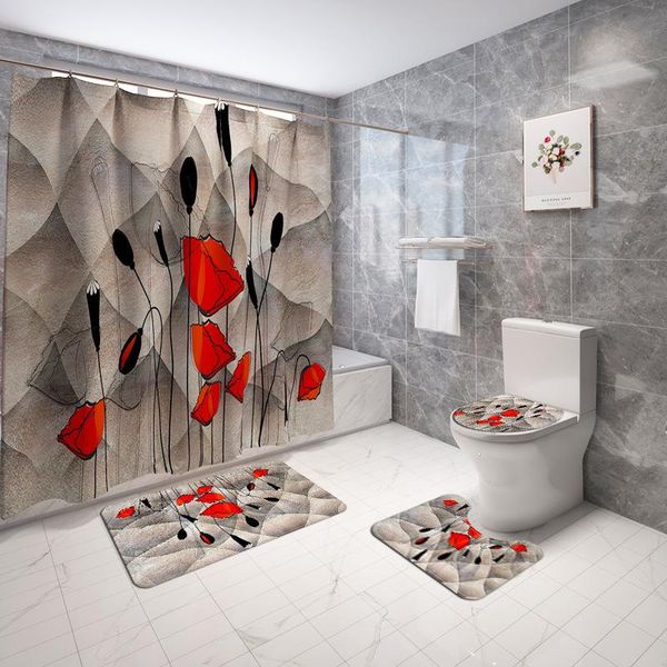 bath mats 3d bathroom shower curtain mat cover non-slip carpet with four-piece accessories
bath mats 3d bathroom shower curtain mat cover non-slip carpet with four-piece accessories