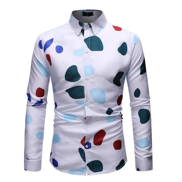men's casual shirts polka dot print single-breasted long sleeve men fashion streetwear dress shirt coats male hipster, White;black
men's casual shirts polka dot print single-breasted long sleeve men fashion streetwear dress shirt coats male hipster, White;black