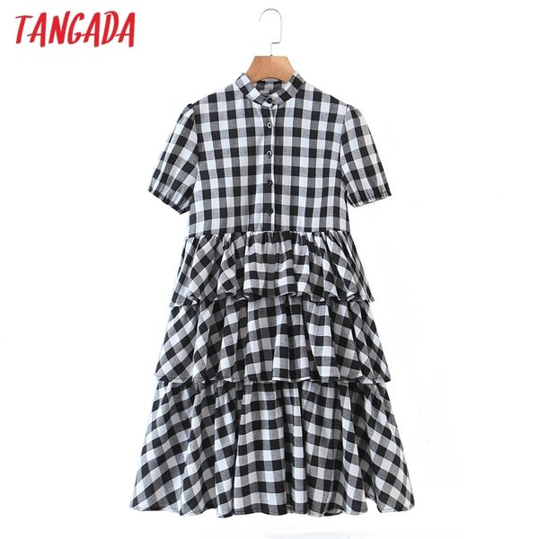 summer women plaid print shirt short sleeve ruffles ladies mini dress vestidos qw92 210416, Black;gray
summer women plaid print shirt short sleeve ruffles ladies mini dress vestidos qw92 210416, Black;gray