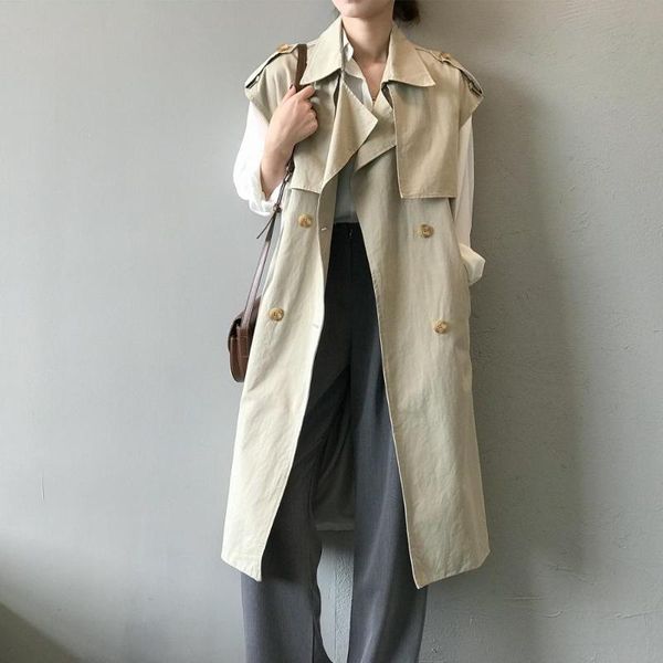 women's vests bygouby chic double breasted long trench vest women slim fit autumn winter jacket sleeveless waistcoat sashes windbreaker, Black;white
women's vests bygouby chic double breasted long trench vest women slim fit autumn winter jacket sleeveless waistcoat sashes windbreaker, Black;white