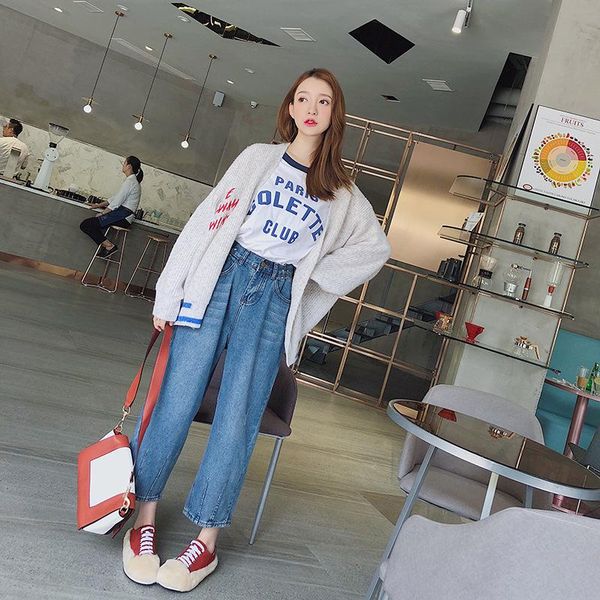 women's jeans autumn pattern high deep color yuppie dad pants nine part directly cuffless trousers woman, Blue
women's jeans autumn pattern high deep color yuppie dad pants nine part directly cuffless trousers woman, Blue