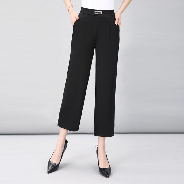 women's pants & capris large size xl-5xl summer black wide leg women elastic waist loose casual trousers autumn ankle-length nine yards, Black;white
women's pants & capris large size xl-5xl summer black wide leg women elastic waist loose casual trousers autumn ankle-length nine yards, Black;white