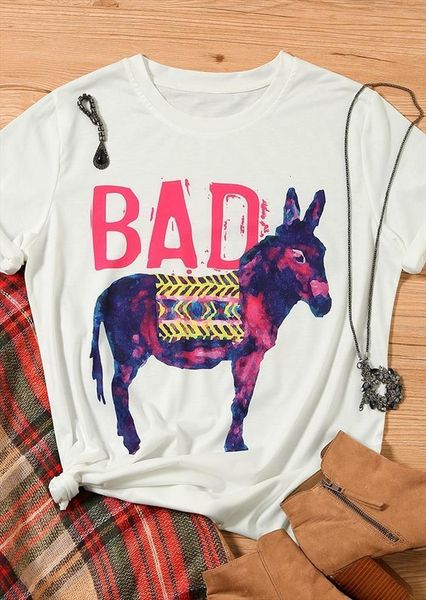 arrivals fashion short sleeve bad womens printed o neck plus size female summer casual ladies tee, White
arrivals fashion short sleeve bad womens printed o neck plus size female summer casual ladies tee, White