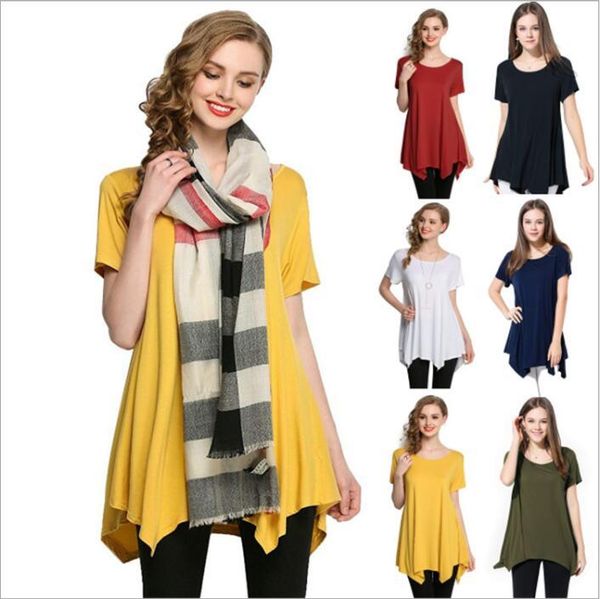t-shirt women clothes summer casual blouses short sleeve round collar fashion solid tees loose irregular blusas costume vestidos b4545, White
t-shirt women clothes summer casual blouses short sleeve round collar fashion solid tees loose irregular blusas costume vestidos b4545, White