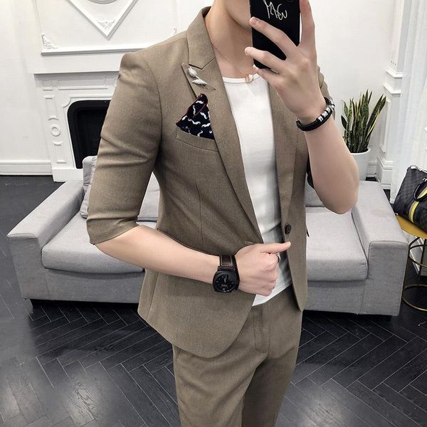 men's seven-quarter sleeve suit young slim british style two pieces suits & blazers, White;black
men's seven-quarter sleeve suit young slim british style two pieces suits & blazers, White;black